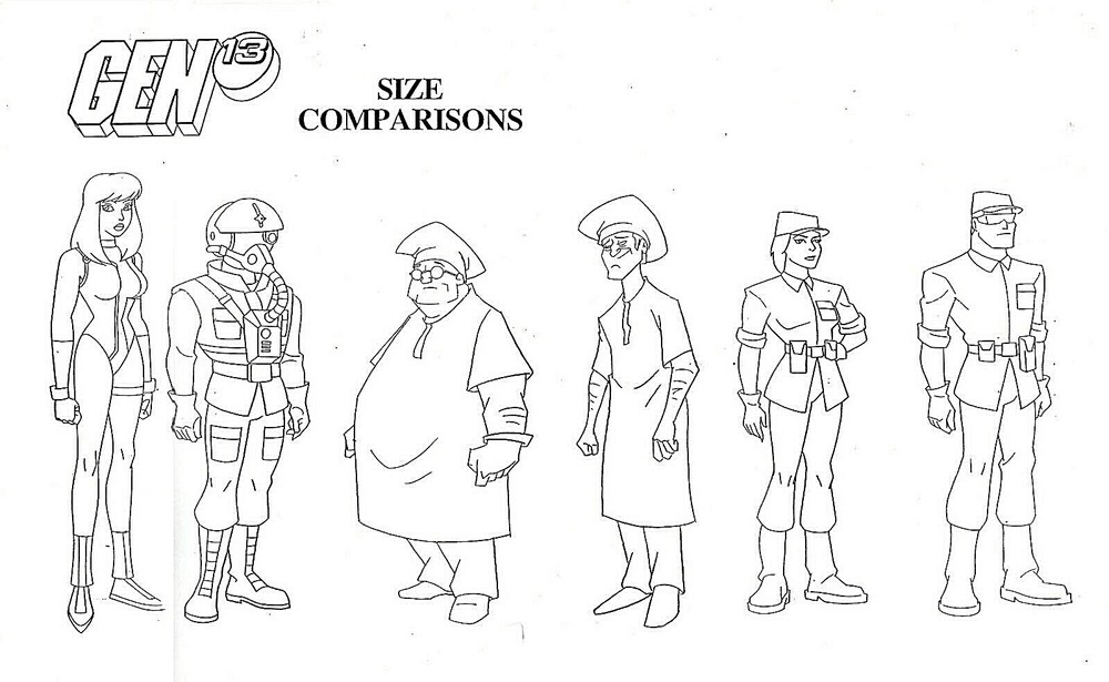 GEN 13 Film DC Comics Production Studio Copy SIZE COMPARISON Model Sheet Page