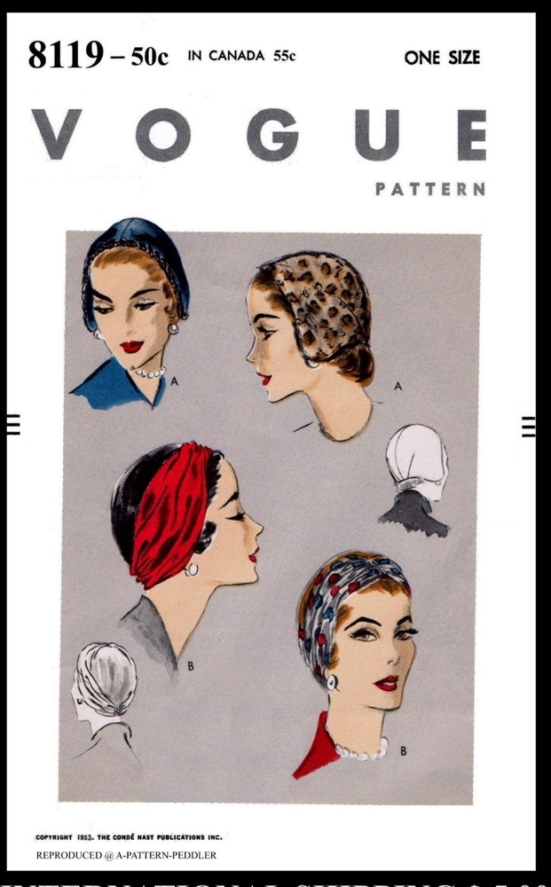 Vogue 8119 Pattern Sally Victor Head Band Hat Cap