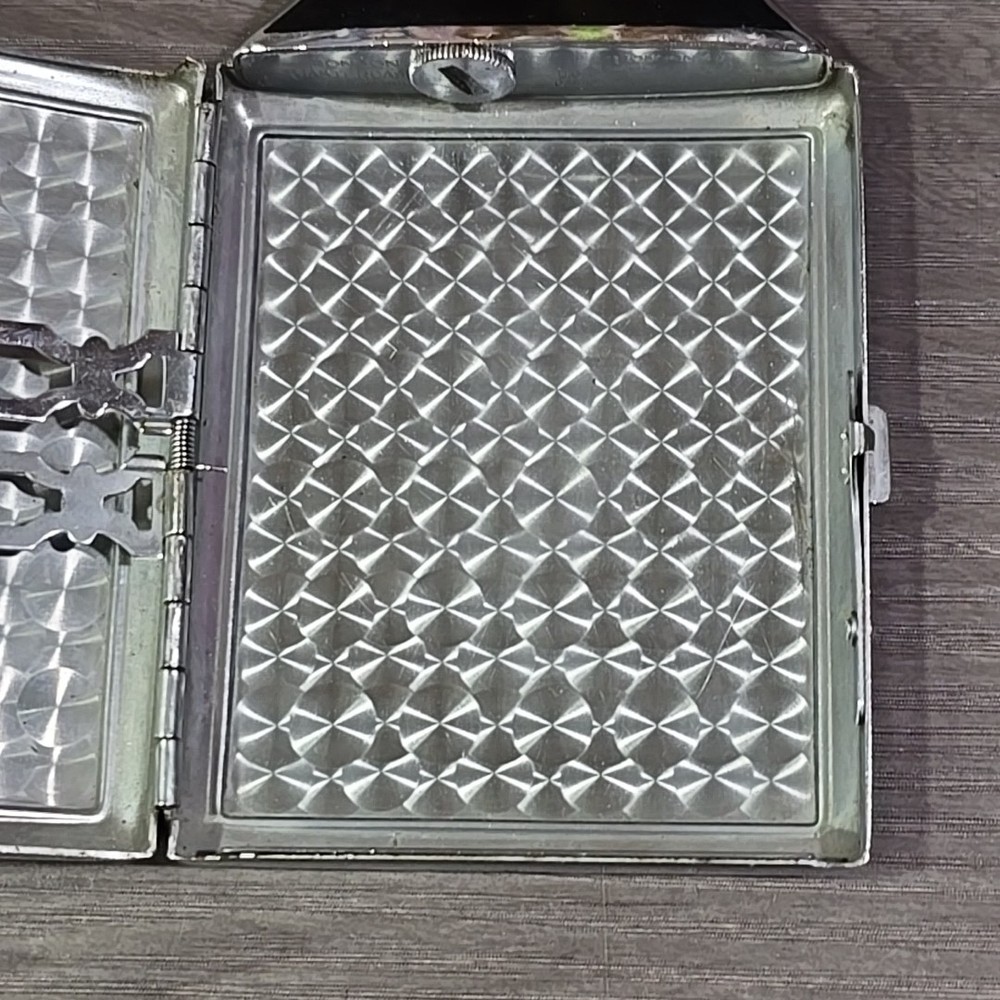 VINTAGE 1940s ART DECO RONSON MASTERCASE LIGHTER & CIGARETTE CASE BLACK Untested