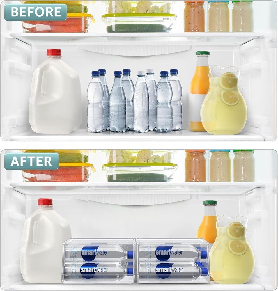 Clear Plastic Drink Organizer for Fridge - Versatile Storage Solution Set of 2