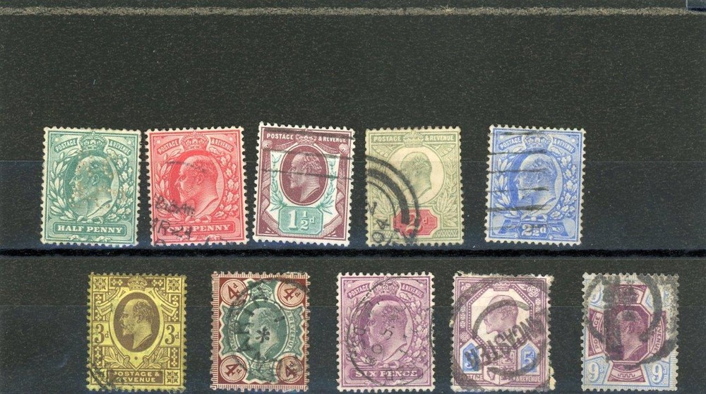 Great Britain 1902 Scott # 127-36 canceled