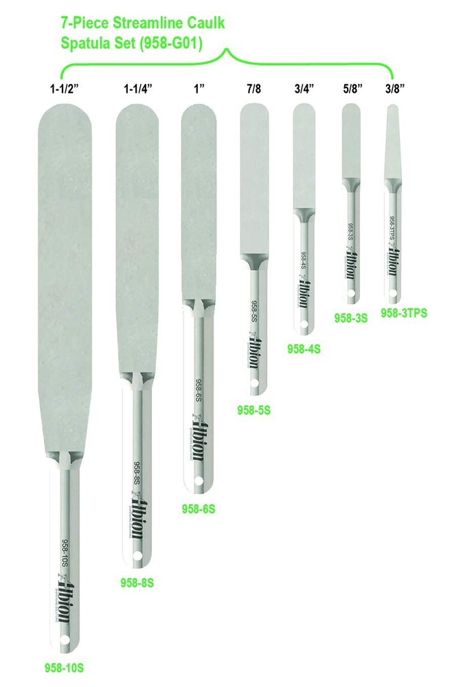7pc Rounded Tip Caulk Spatula Slicker Knives Construction Joints Installing Tool