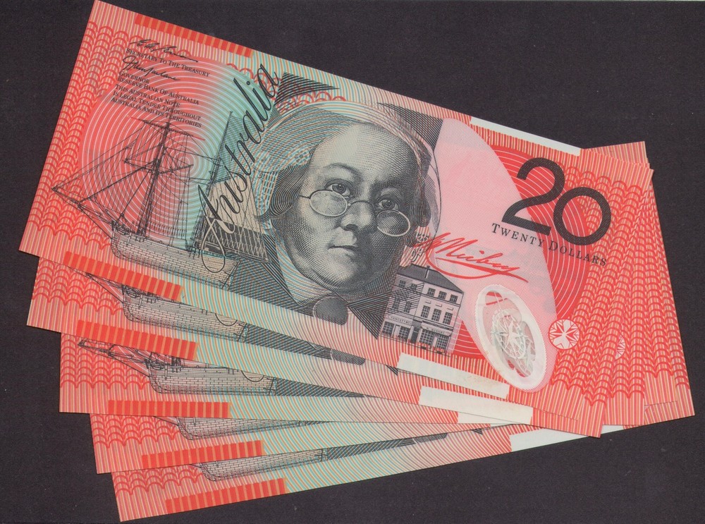 AUSTRALIAN BANKNOTE $20 TWENTY DOLLARS 1997 GEN PREFIX BB97 UNC