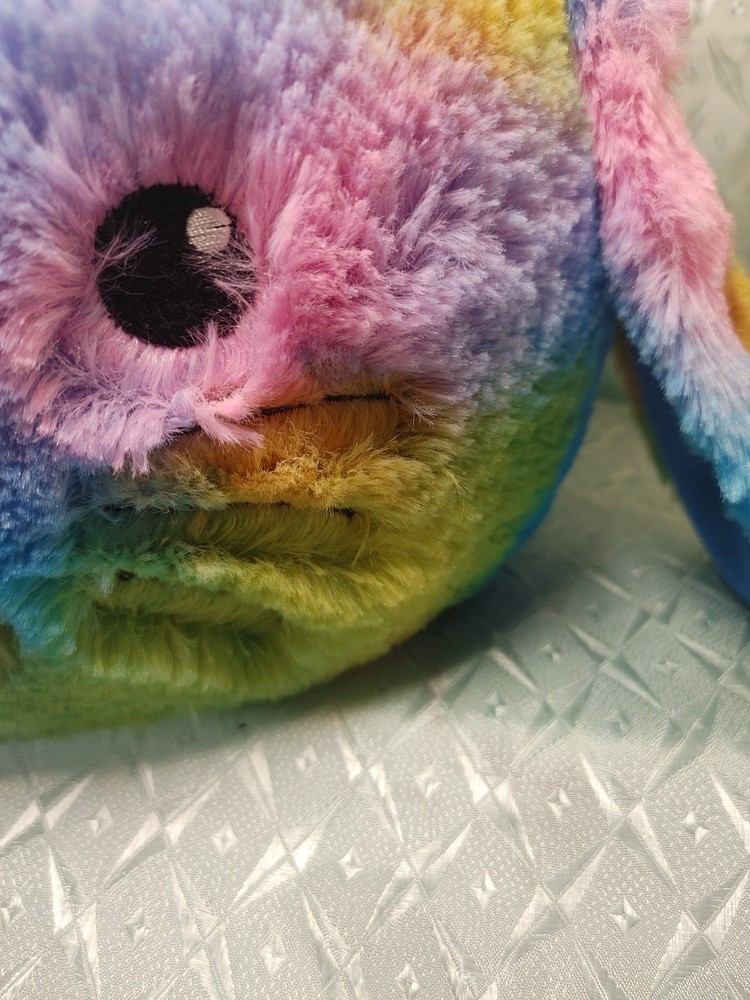 Plush Multicolored Rainbow Bunny Easter Basket With Handle ADORABLE!