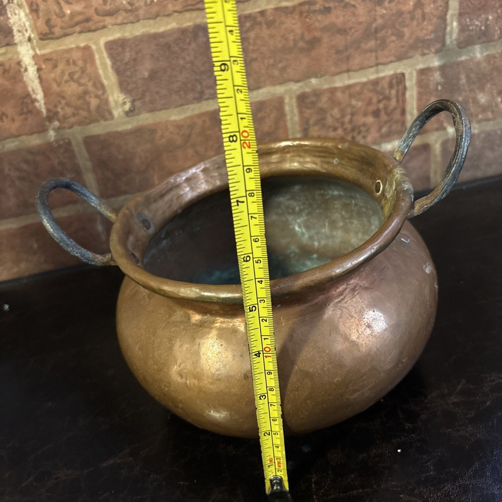 Antique Primitive Copper Cauldron Kettle Pot