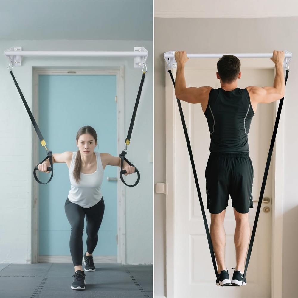 36 White Heavy Duty Doorway Pullup Bars, Wall Mounted Door Frame Strength Tra...