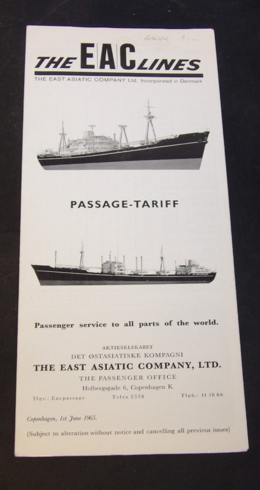 Vintage The EAC Lines Ship Brochure