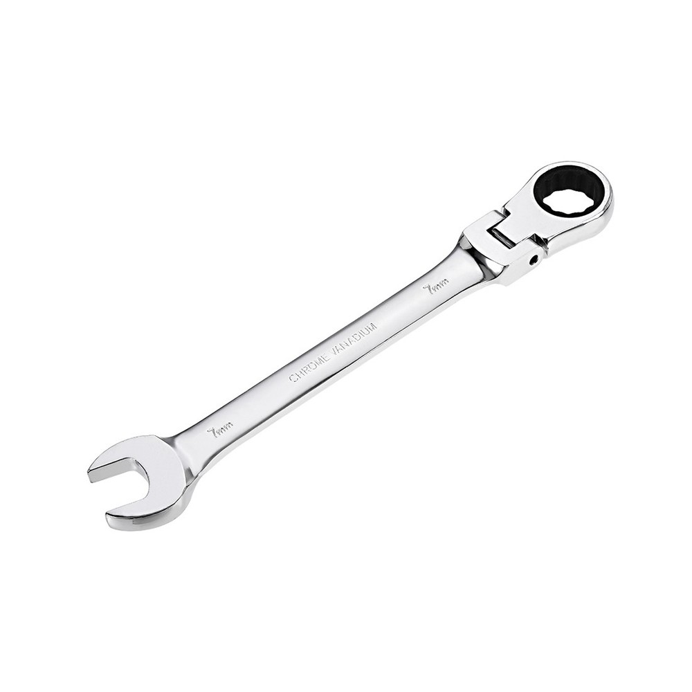 7mm Flex-Head Ratcheting Combination Wrench 72 Teeth 12 Point Box End