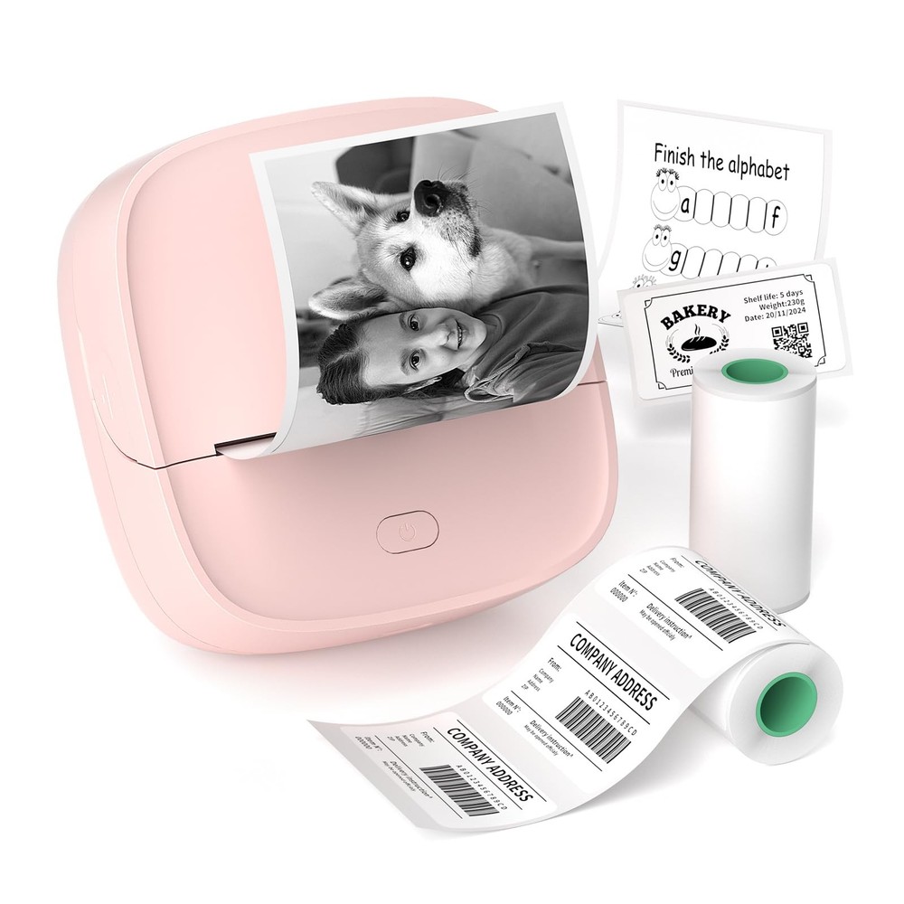 Gloryang JD-23 Sticker Printer, Mini Portable Thermal Printer 2 inch, Pink