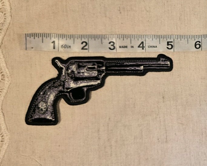 5" Embroidered Pistol Motorcycle Sew On Patch