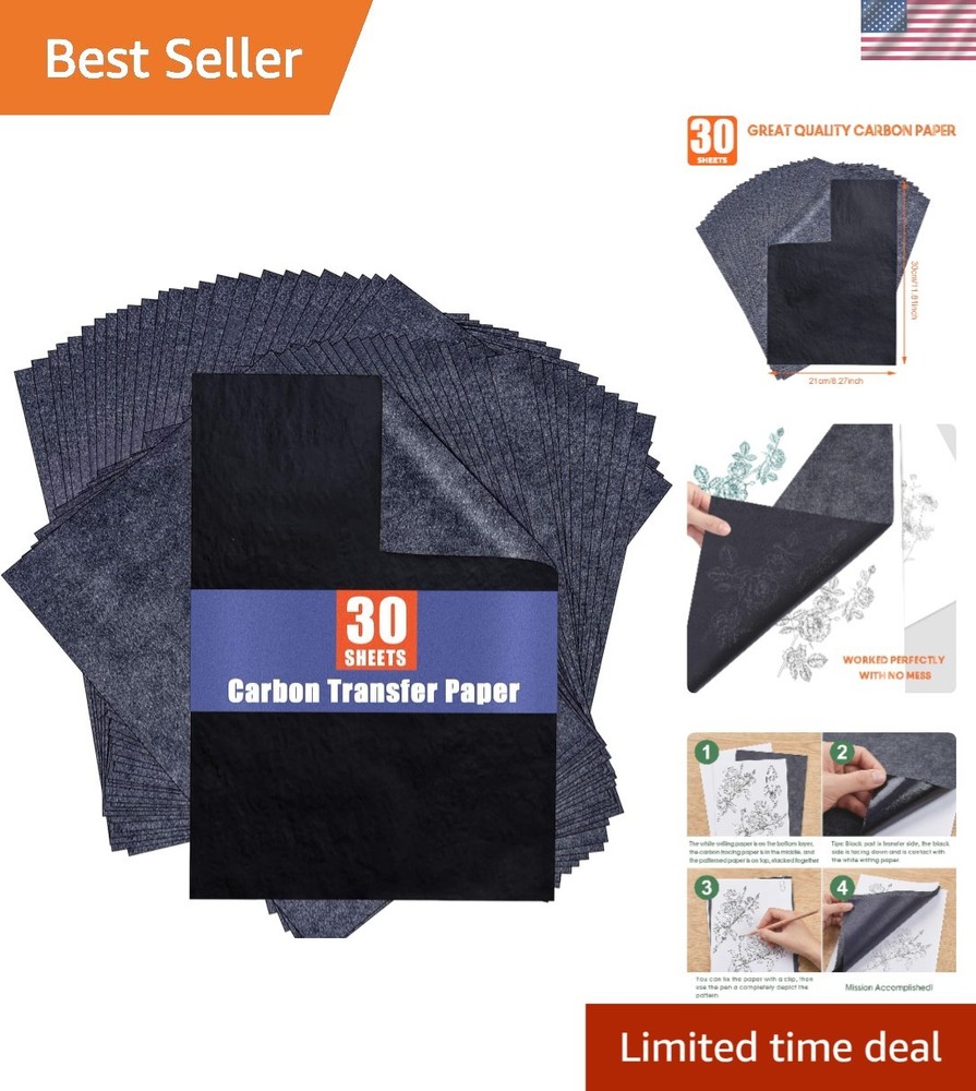 30 Sheets A4 Carbon Paper for Precise Tracing - Black Graphite Transfer