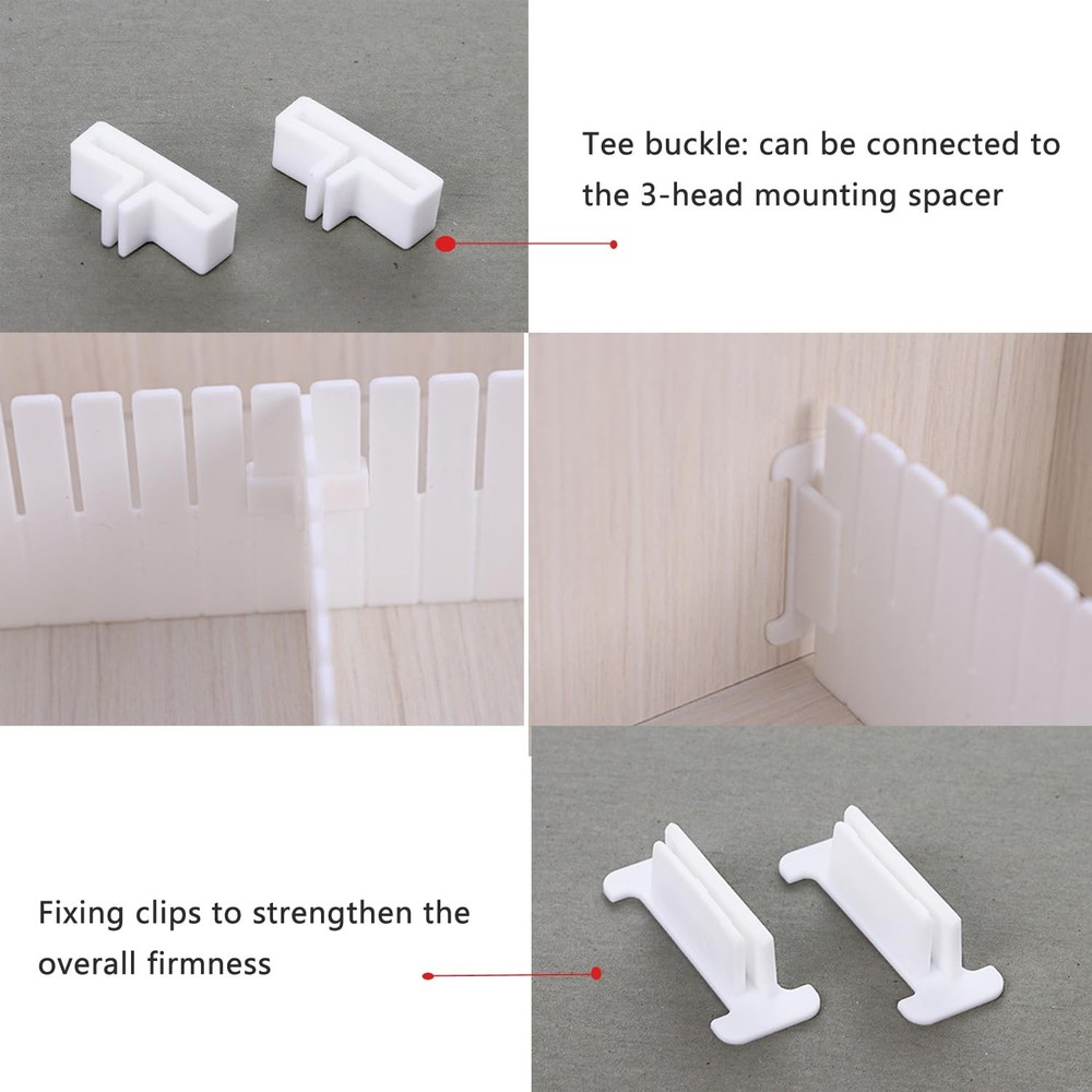 22 Pack Drawer Divider Clips Holder Plastic Mount Fixing Buckle Corner Angle ...