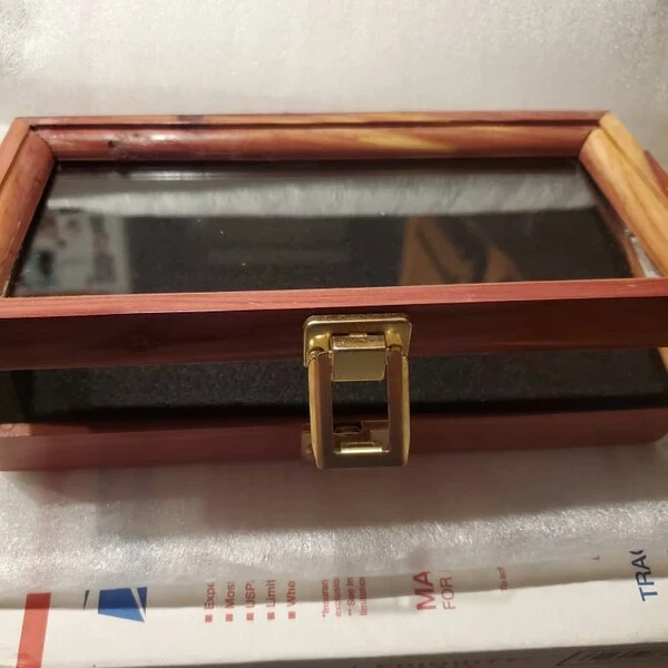 Knife Display Case Arrowheads 10" x 5" Cedar & Green Solid Wood USA Shadow Box