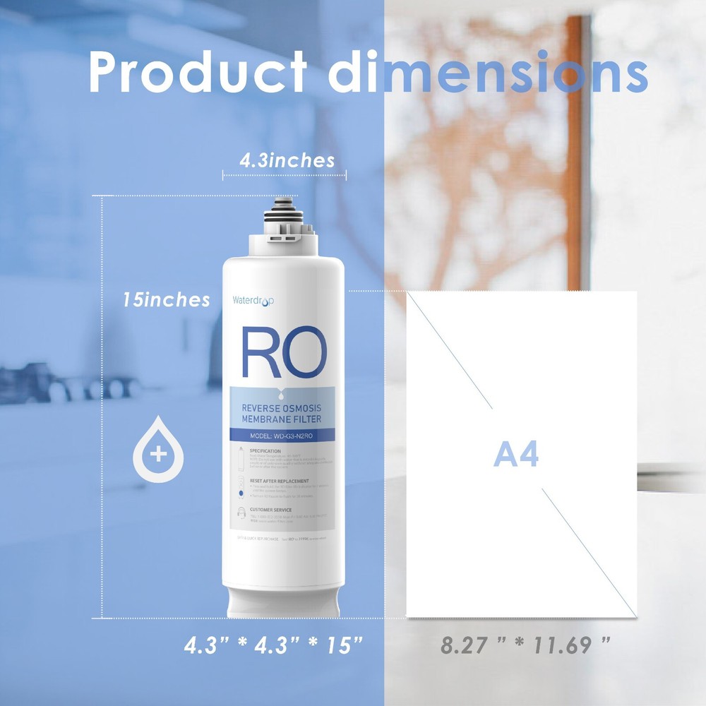 Waterdrop WD-G3-N2RO Filter, Replacement for WD-G3-W Reverse Osmosis System