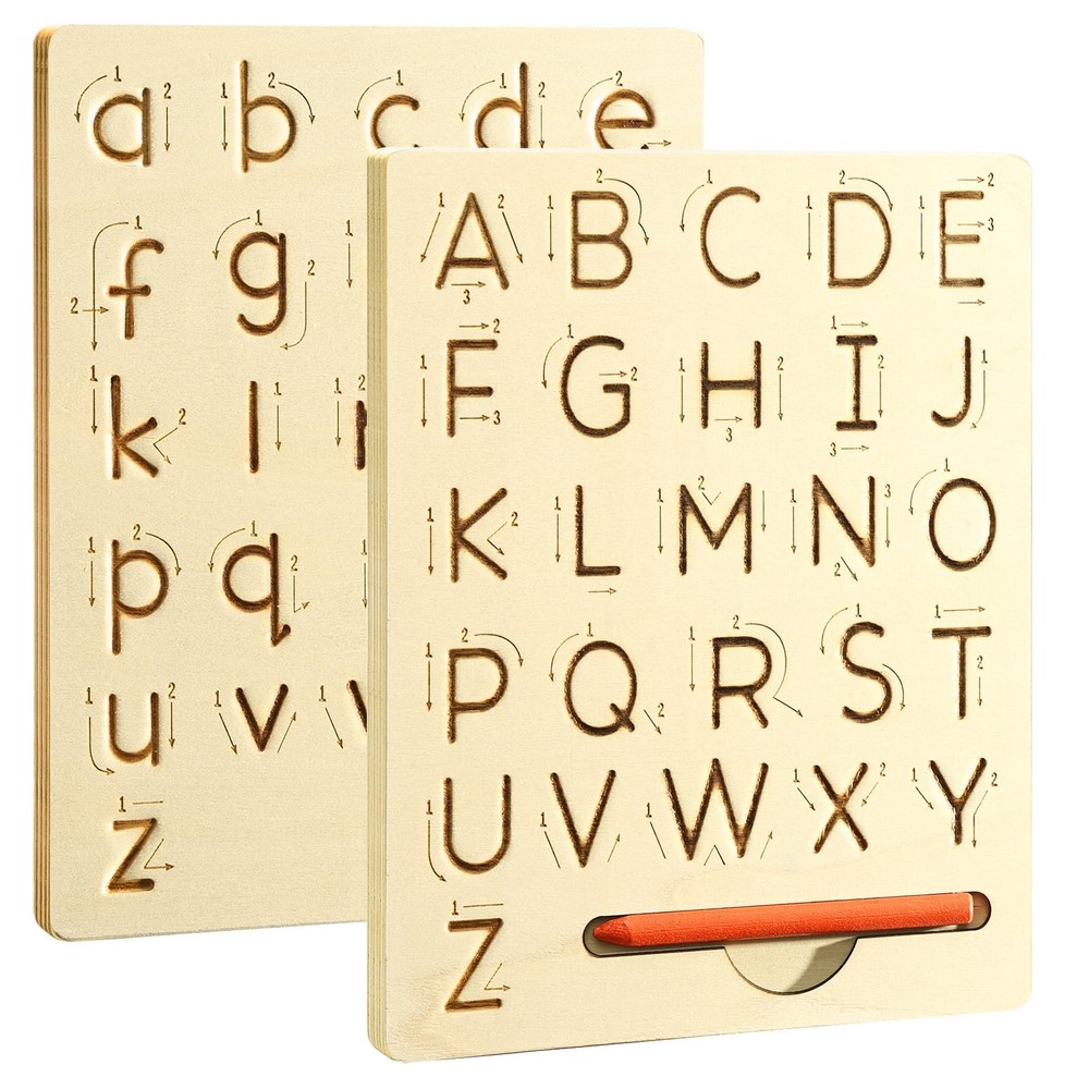 hzsshb Wooden Letters Practicing Board,Reusable 9"W x 7.1"H, White