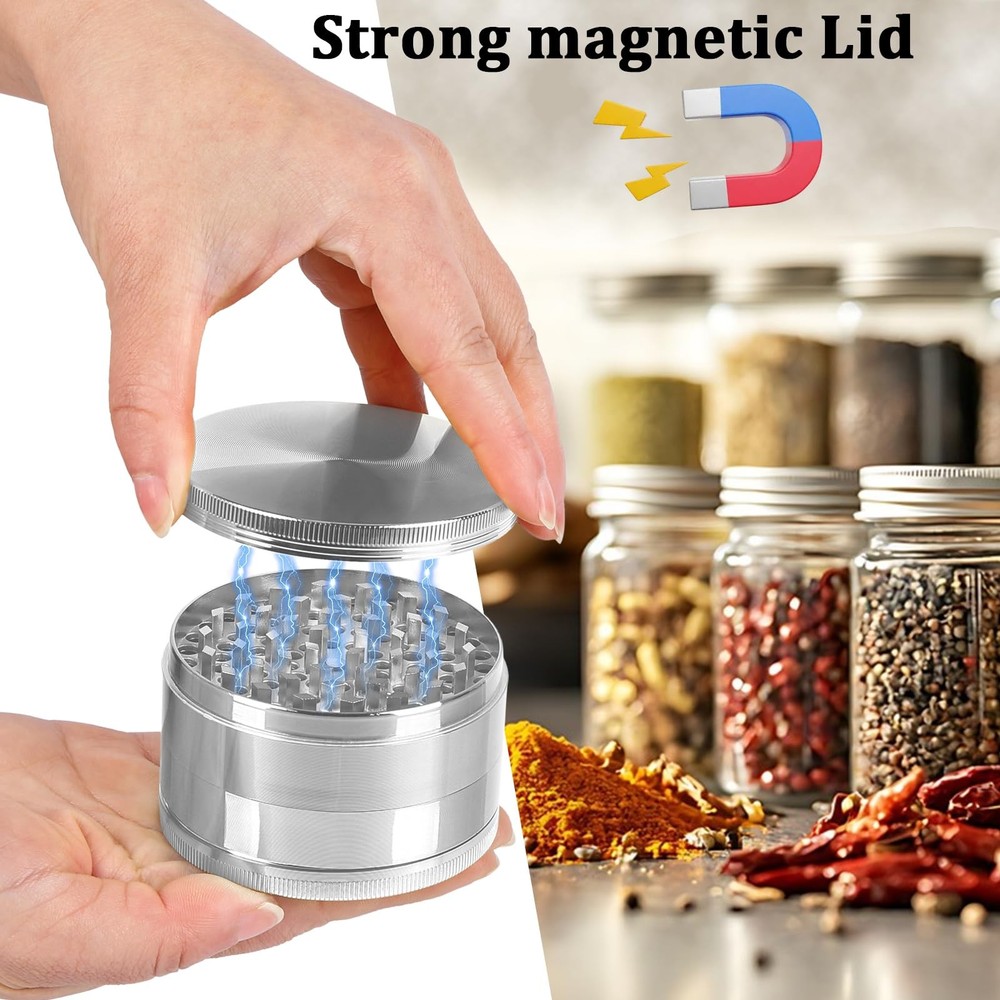 2.5 Inch Spice Grinder for Kitchen (Silver)