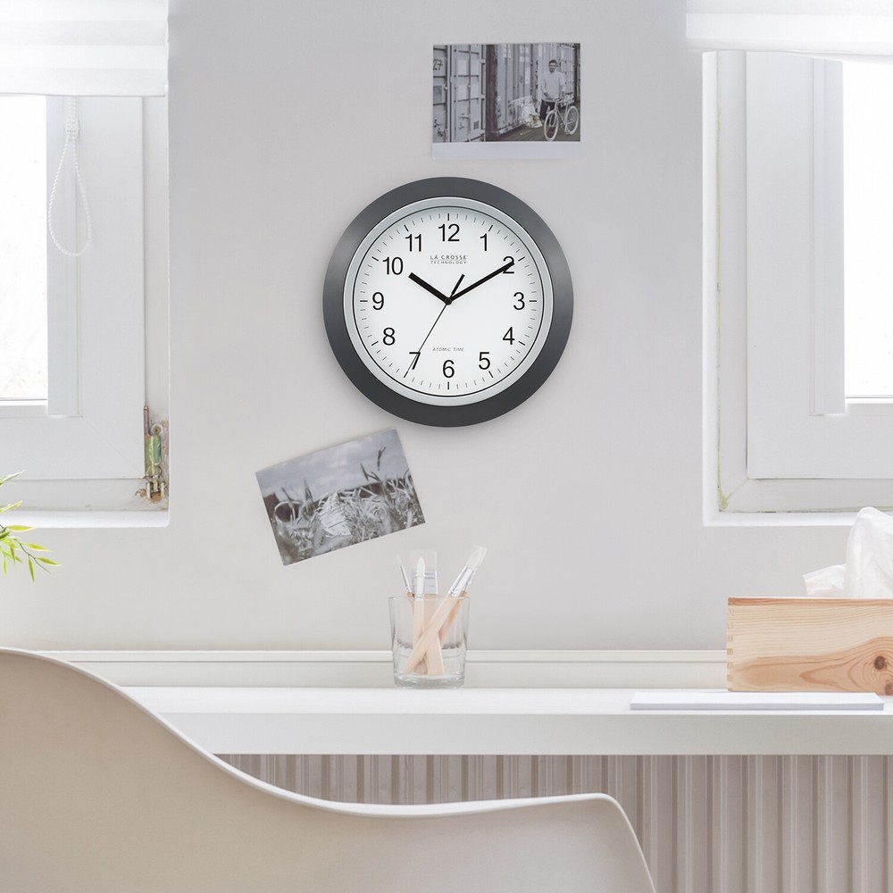 WT-3129B La Crosse Technology 12" Atomic Analog Wall Clock - Black Open Box