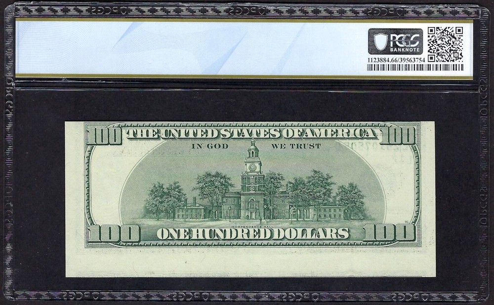 🇺🇸 1996 $100 ERROR ♚♚CUTTING ERROR♚♚ PCGS GEM UNC 66 PPQ