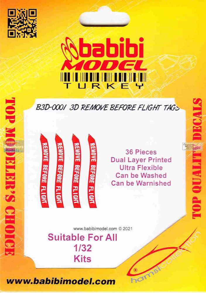 BBBB3D0001 1:32 Babibi Model - 3D Remove Before Flight Tags (36pcs)
