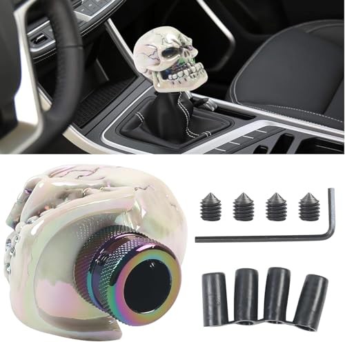 Skull Shift Knob, Custom Premium Shifter Handle, Compatible with Most White