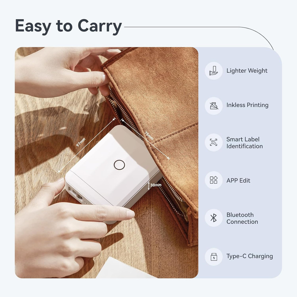 D110 Upgraded Version Mini Label Maker Machine with Tape, Portable Bluetooth