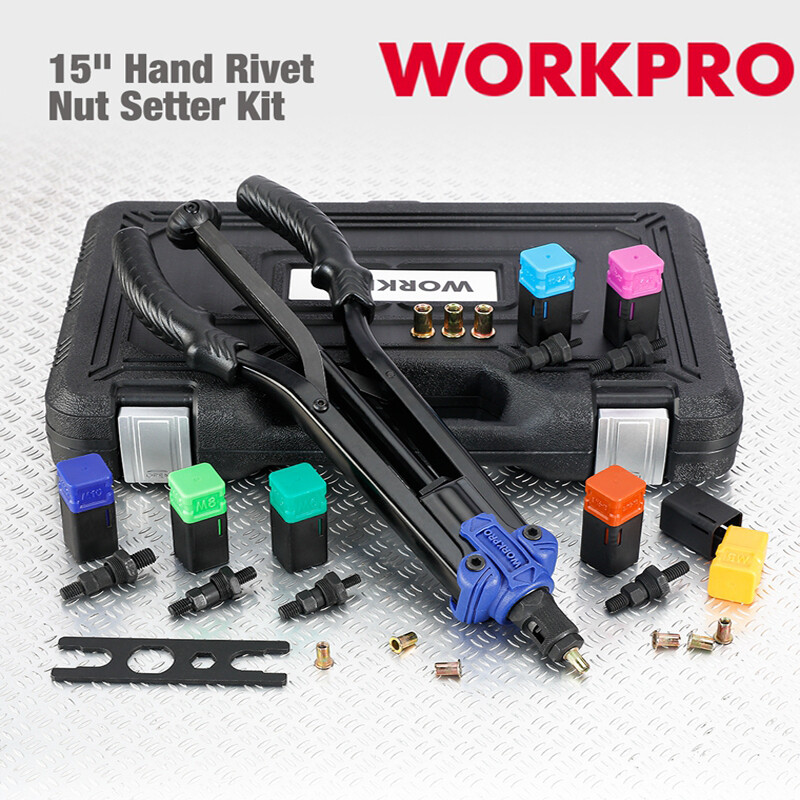 WORKPRO 15" Rivet Nut Tool High Leverage Rivnut Tool with 7 Metric Inch Mandrels