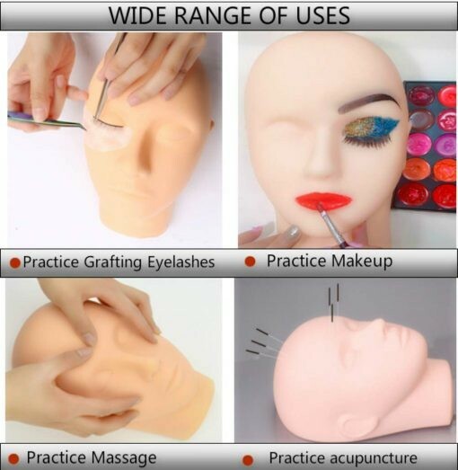 Eyelash Extensions Practice Mannequin Head, Cosmetology Training Mannequin Head