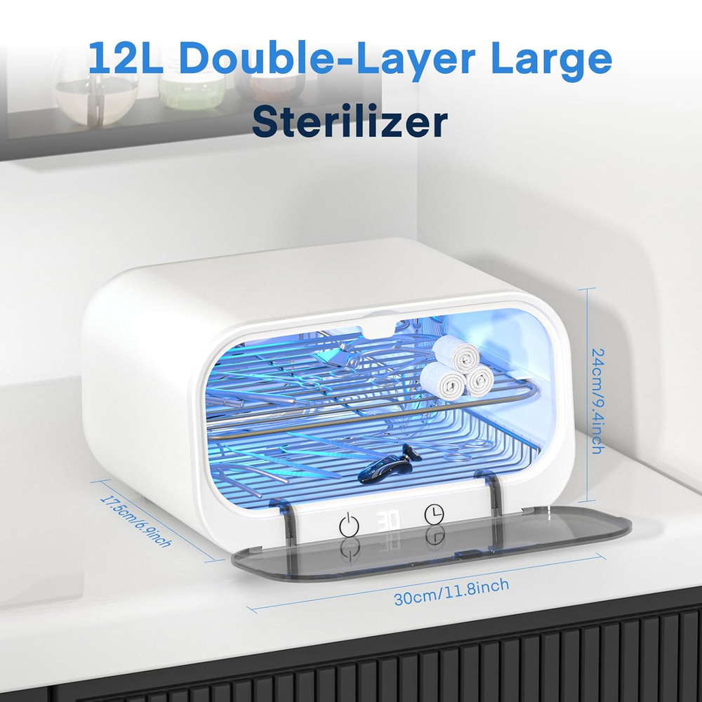 Sterilizer for Esthetician, 12L Double-Layer Large Sterilizer for Nail Tools, Mu