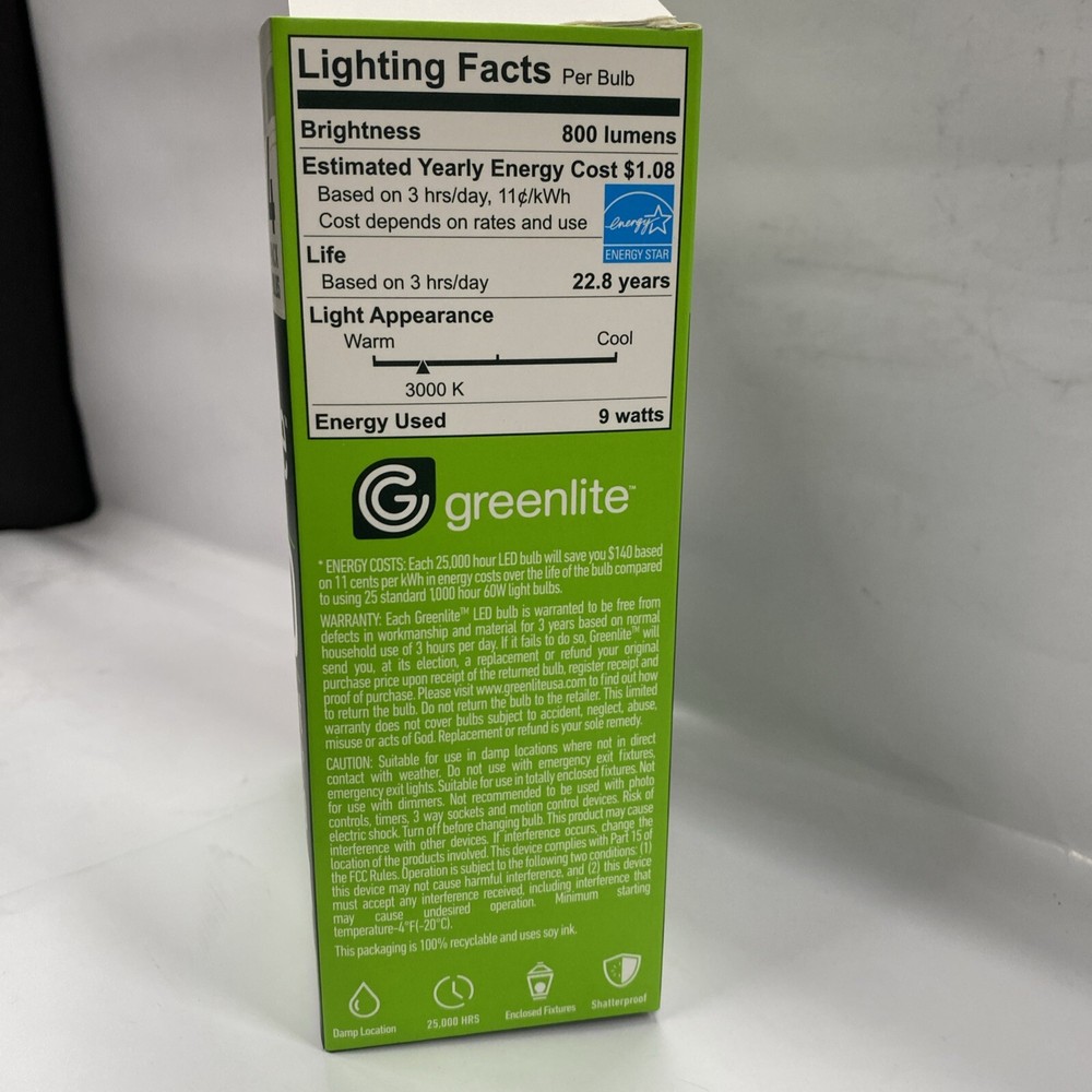 4 Pack 5000K DAYLIGHT 60W Equivalent Using 9W LED Indoor Non-Dimmable Bulbs