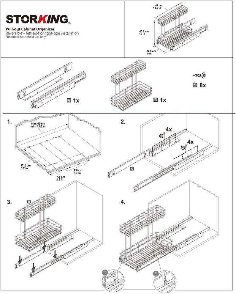 Under Sink Organizer 9 “W X 18.5 ”D, 2 Tier Pull-Out Cabinet Organizer, 1 Piece