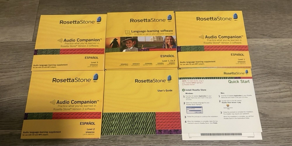 ROSETTA STONE ESPANOL Level 1, 2 & 3 Spanish Interactive Software CD's Version 3