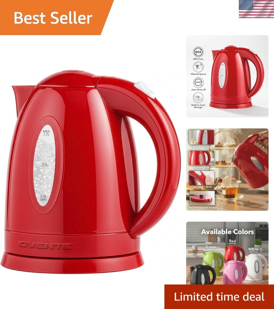 1100W Fast Boiling Electric Kettle - Removable Filter, Safety Features Included
