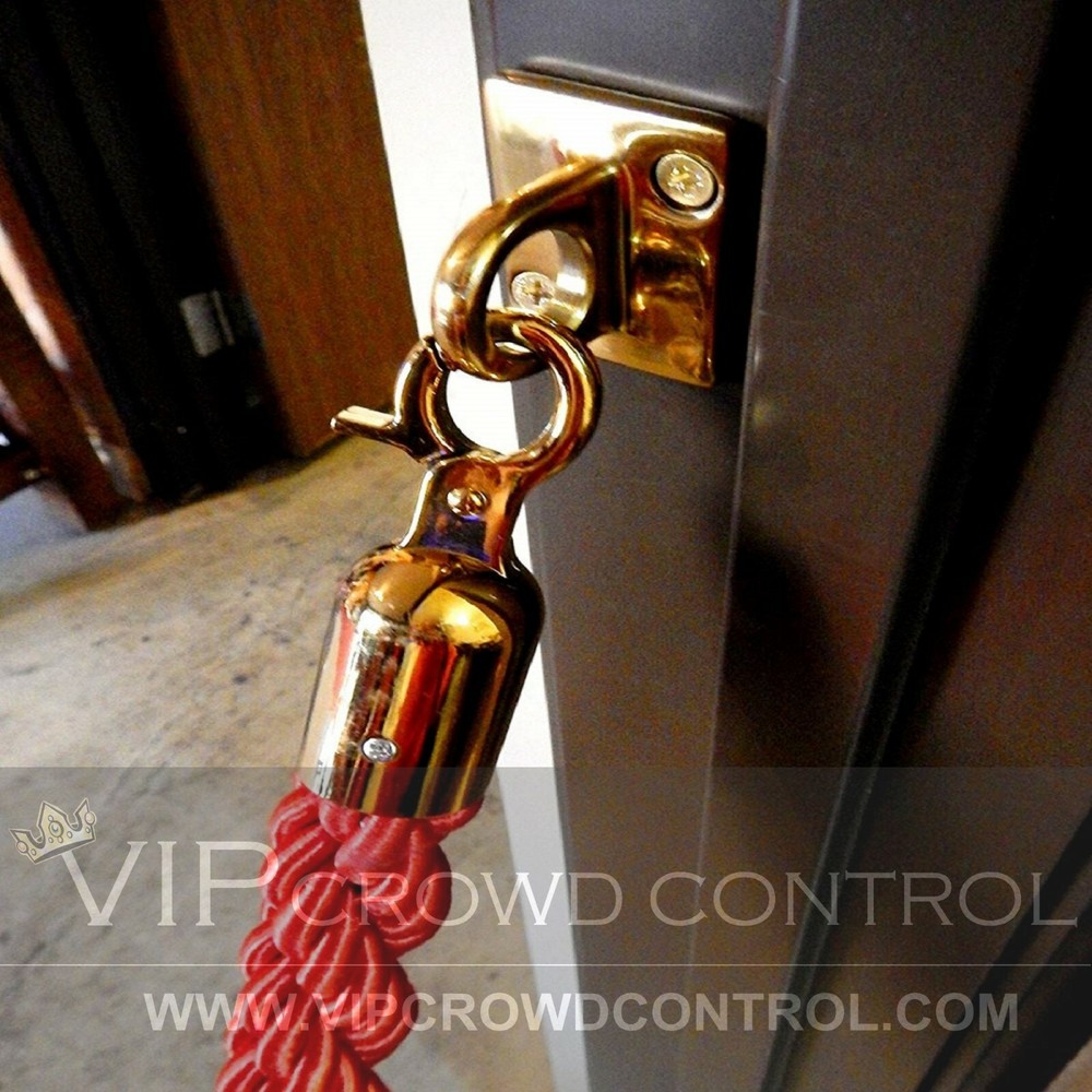 ROPE STANCHION WALL PLATE, GOLD FINISHED, VIP CROWD CONTROL