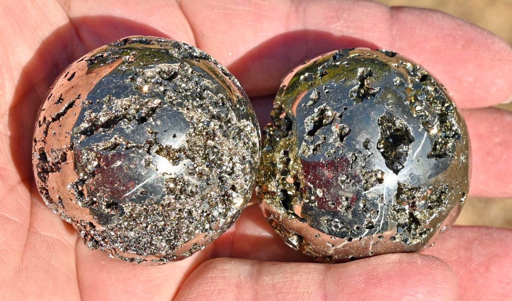 TWO Pyrite Spheres, from Peru