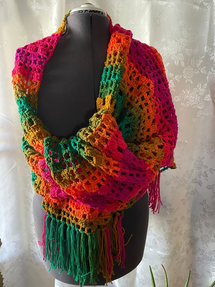 Blazing Trails Handmade Crocheted Shawl