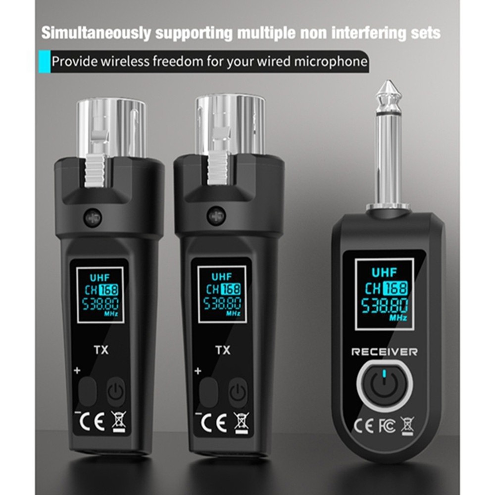 UHF Microphone Converter System XLR Transmitter and Microphone Receiver9246