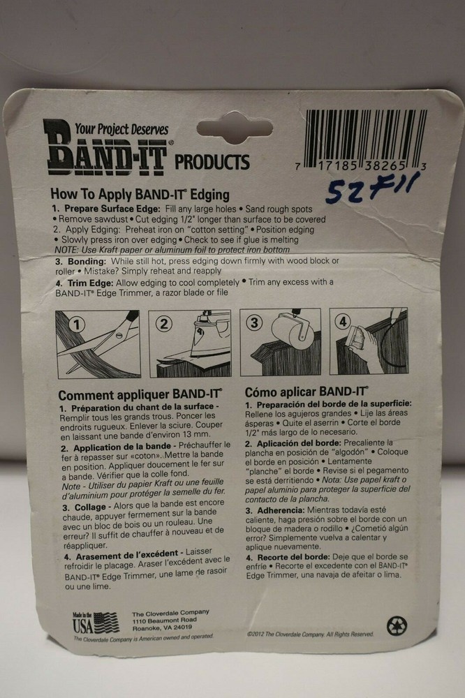 Band-It White 3/4" x 25' Melamine Edging
