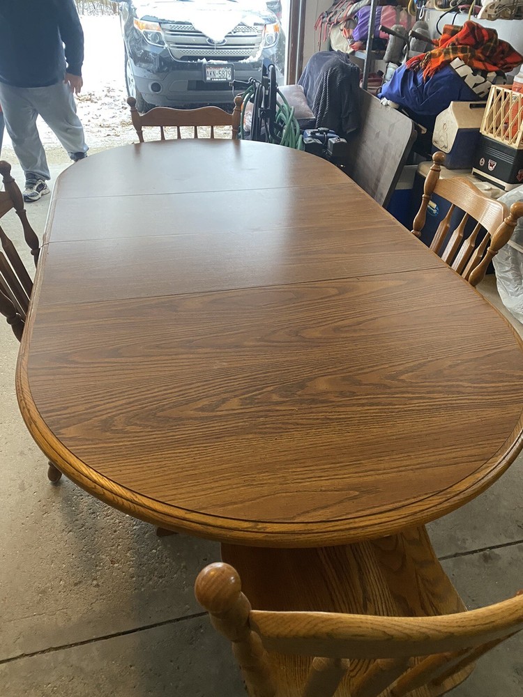 Double Pedestal Dining Room Table With 4 Chairs