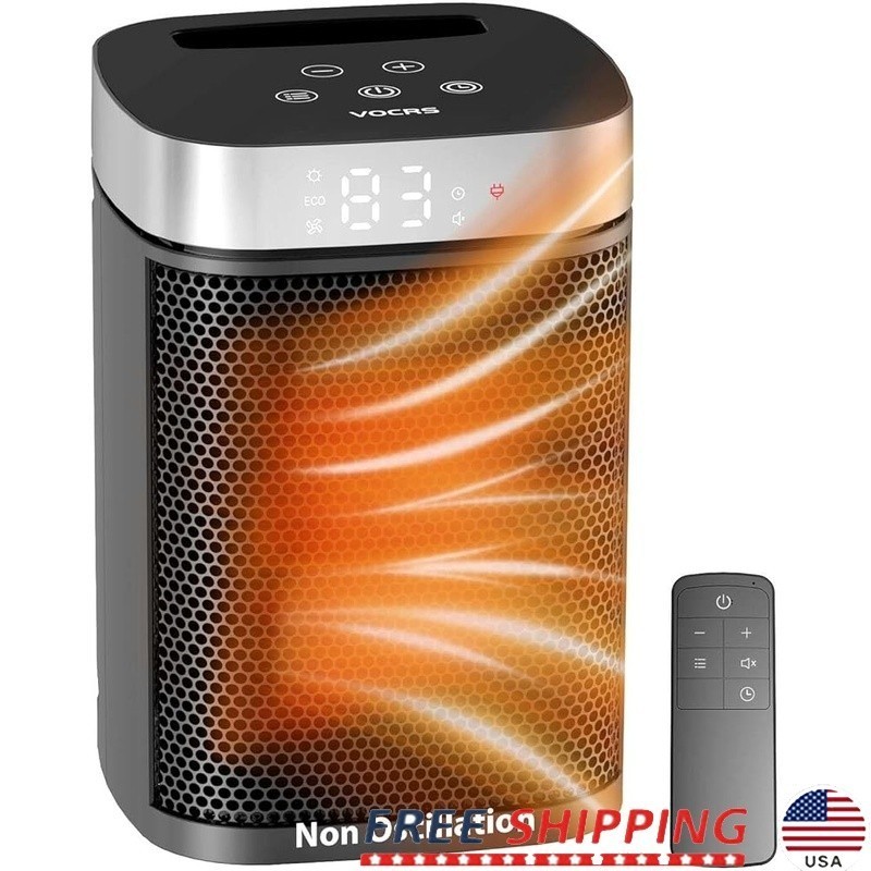 Portable Ceramic Heater W/ Remote Control Timer 3 Heating Modes Safety Features