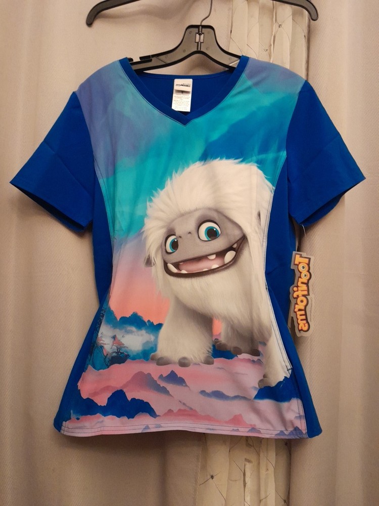 Cherokee Abominable Snowman Scrub Top Polyester Spandex Size Small NWT
