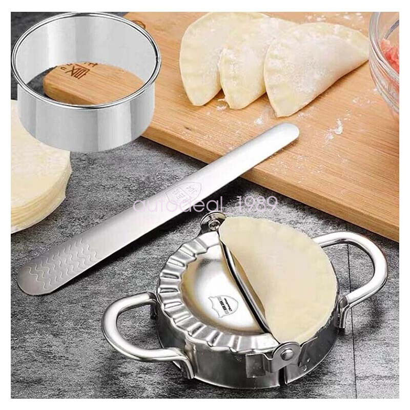 3pcs Dumpling Mould Press Cutter Mold Spoon Kit for Making Calzone Empanadas Pie