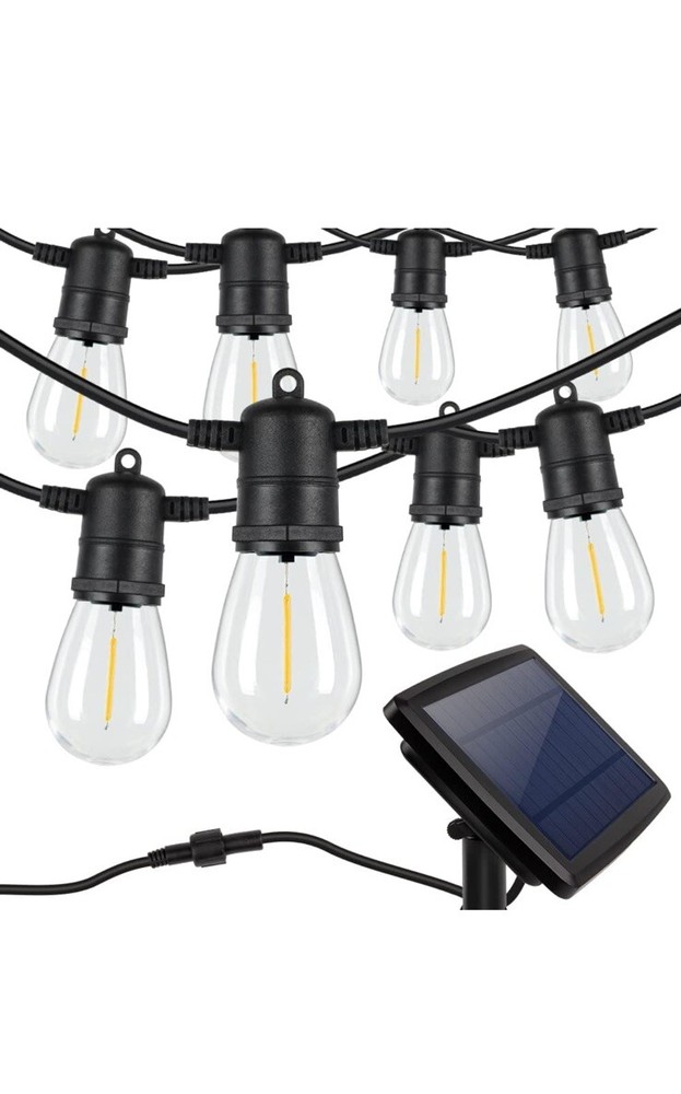 Outdoor Solar S14 String Lights Waterproof Solar Powered Patio Light 48FT