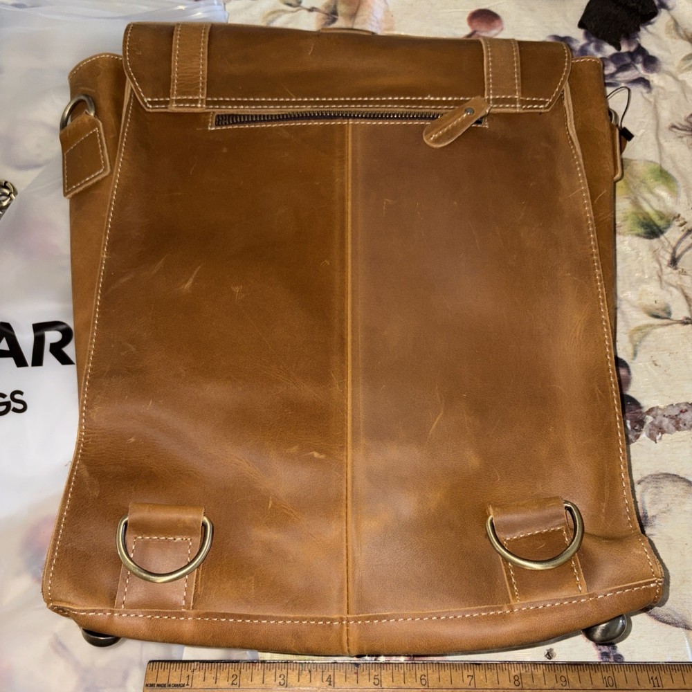 Paul Richard Leather Backpack W/ Strap And Inside Pockets