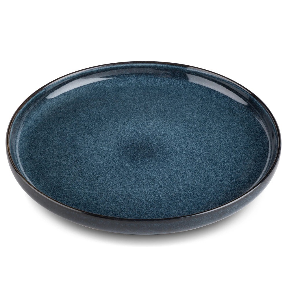 Ceramic Dinner Plate Atlantic Blue Round Dishwasher Safe Dinnerware Set