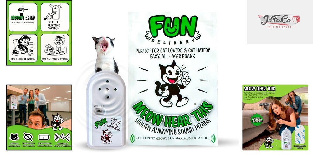 Compact Meowing Cat Prank Device - Randomized Sounds for Endless Laughter