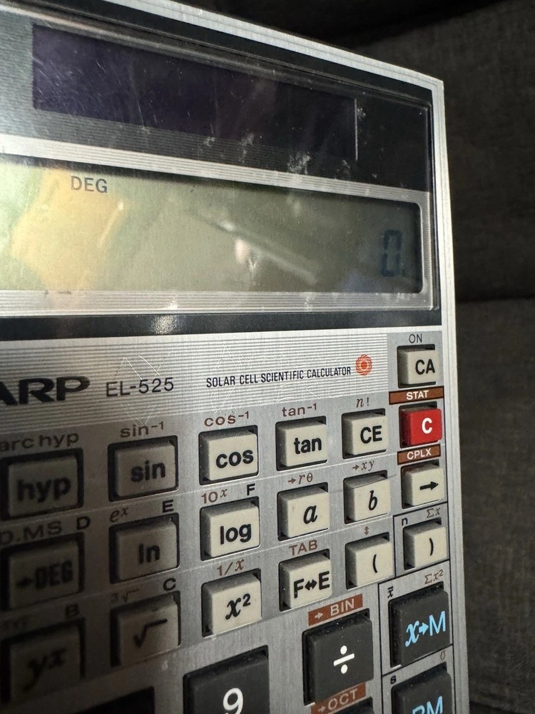 Vintage Sharp EL-525 Solar Cell Scientific Calculator - Working