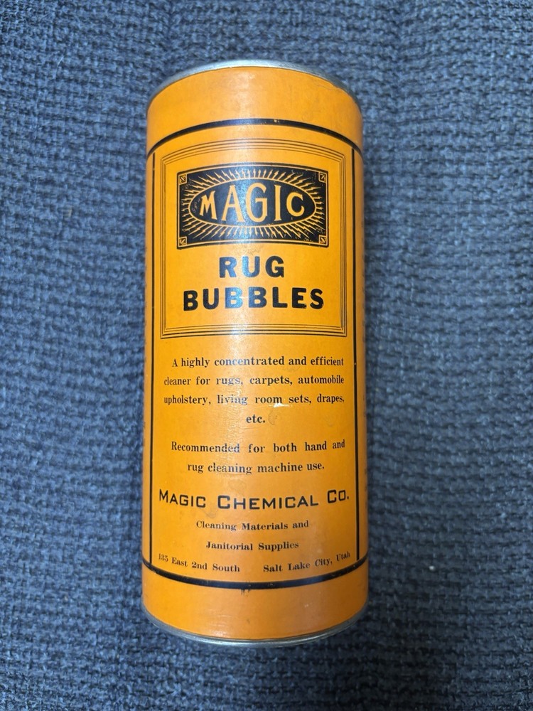 Vintage Magic rug bubbles Advertising Can. Full.