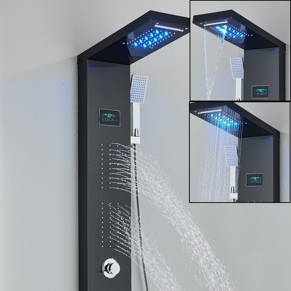 Stainless Steel Shower Panel Tower LED Rainfall Massage System Body Spa Jet