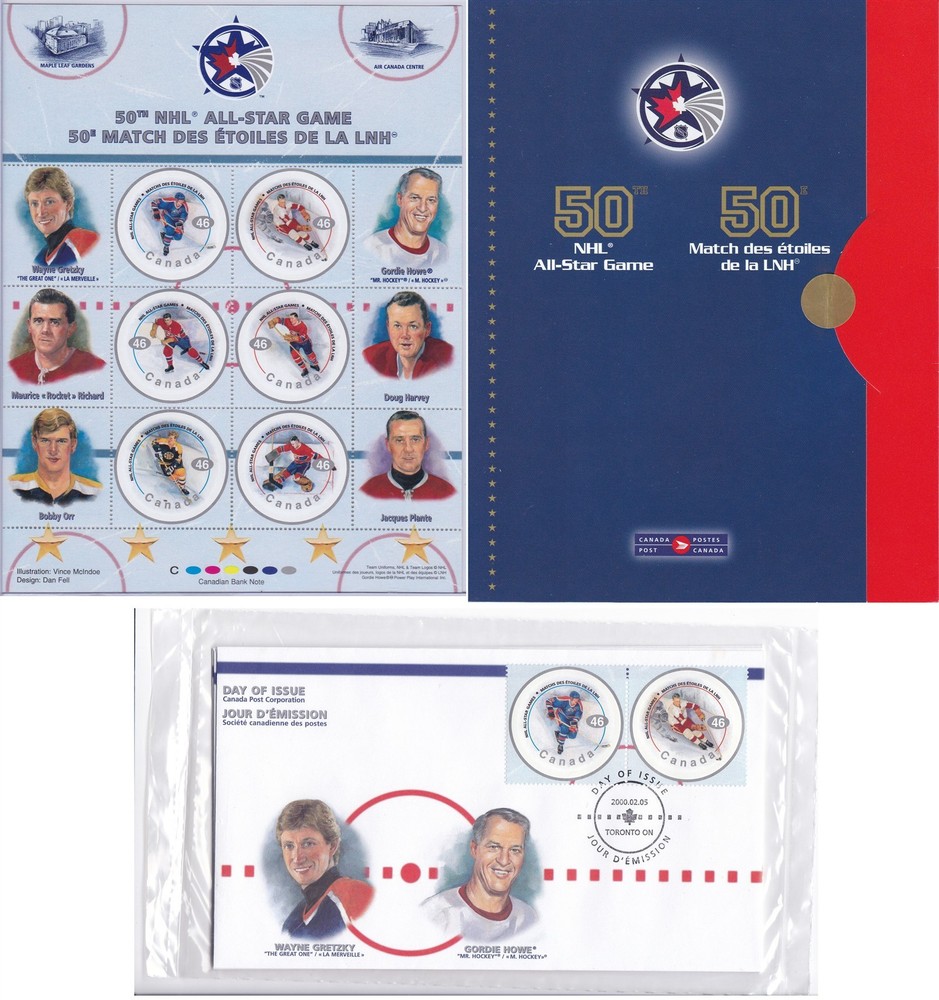 NHL 50th All-Star Game Canada Post Stamp Collection 2000