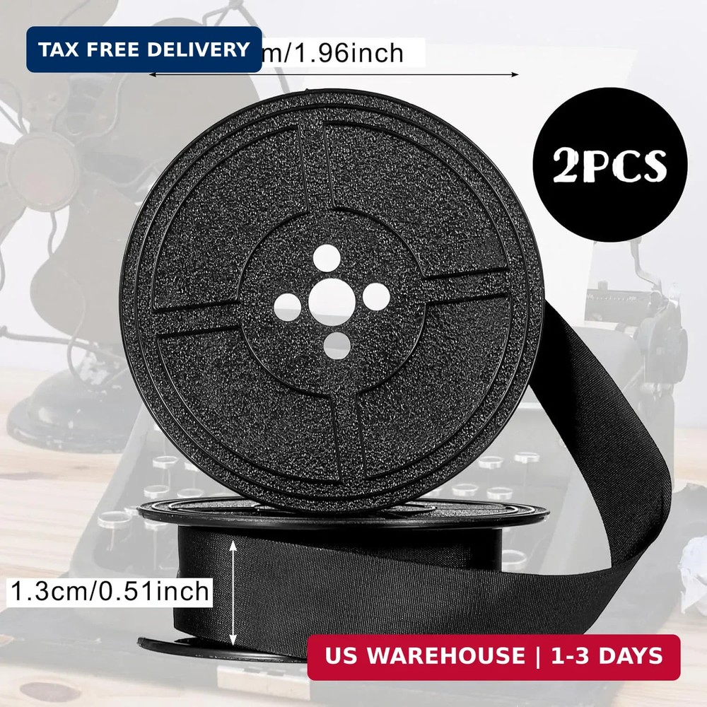 Universal Typewriter Ribbon Twin Spool Replacement Pack - Black Ink (2 Pcs)
